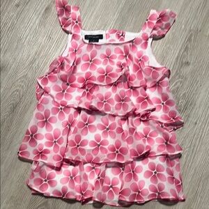 Calvin Klein Pink and White Ruffled Blouse